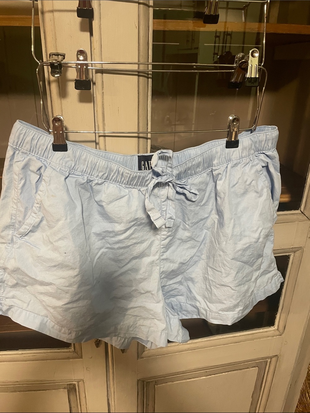 GAP Pale Blue High-Waist Drawstring Shorts